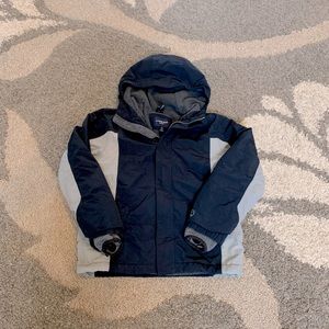 Boys Youth Black Grey Lands End Squall winter coat fleece lined size M 10/12
